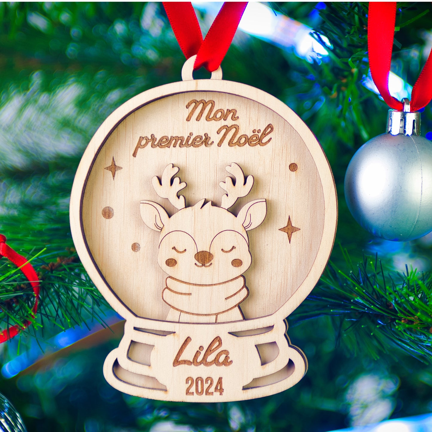 BOULE DE NOËL PERSONNALISÉE - MON PREMIER NOËL (boule à neige renne)