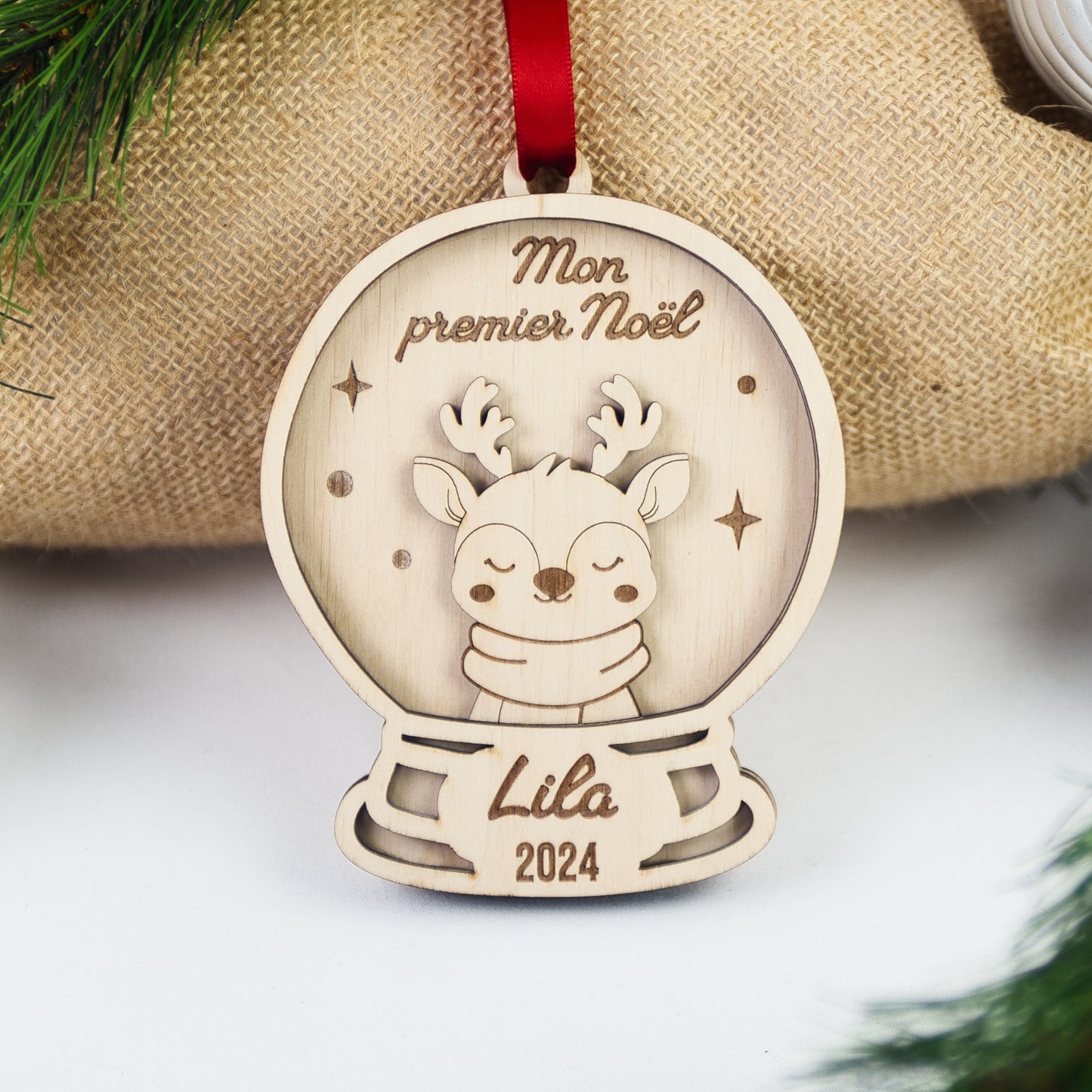 BOULE DE NOËL PERSONNALISÉE - MON PREMIER NOËL (boule à neige renne)