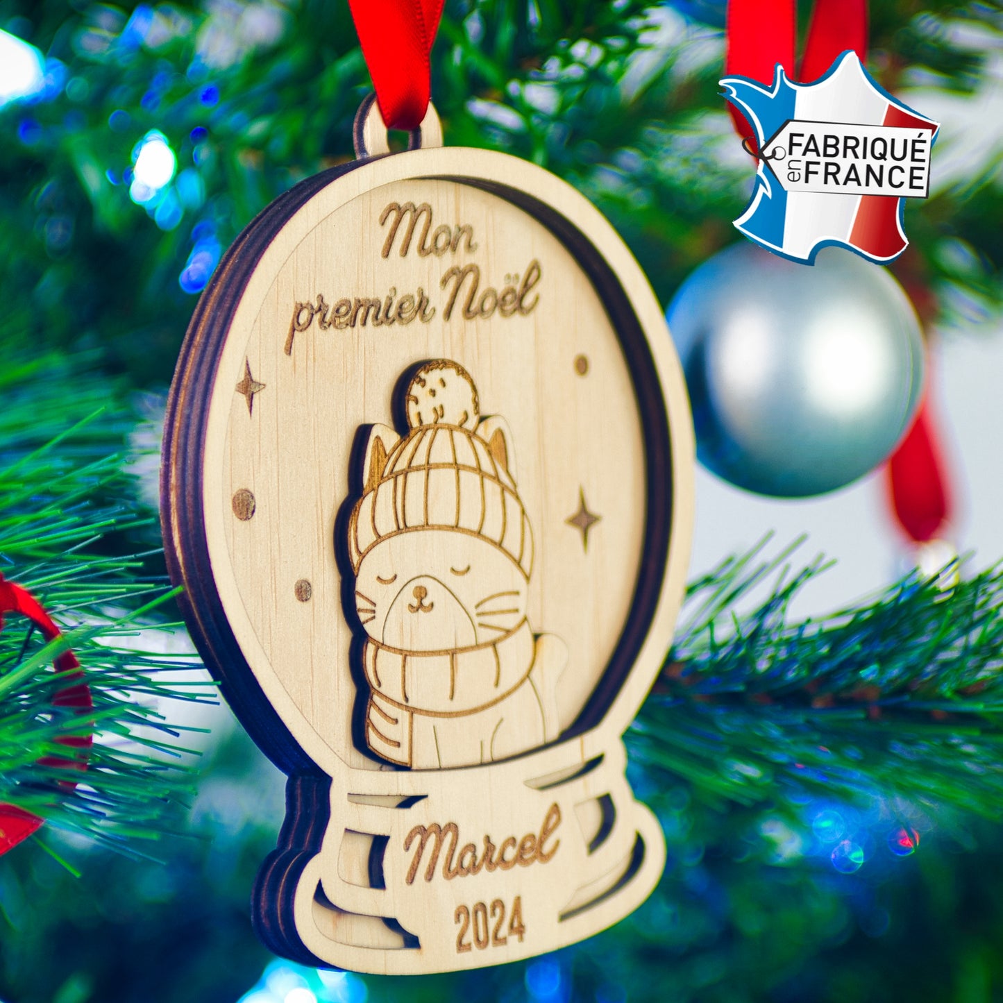 BOULE DE NOËL PERSONNALISÉE - MON PREMIER NOËL (boule à neige chat)