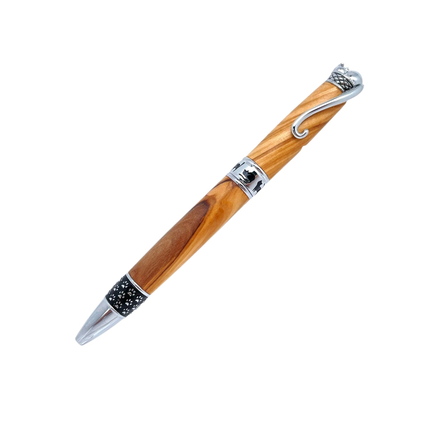 STYLO EN BOIS D'OLIVIER - MODELE CHAT