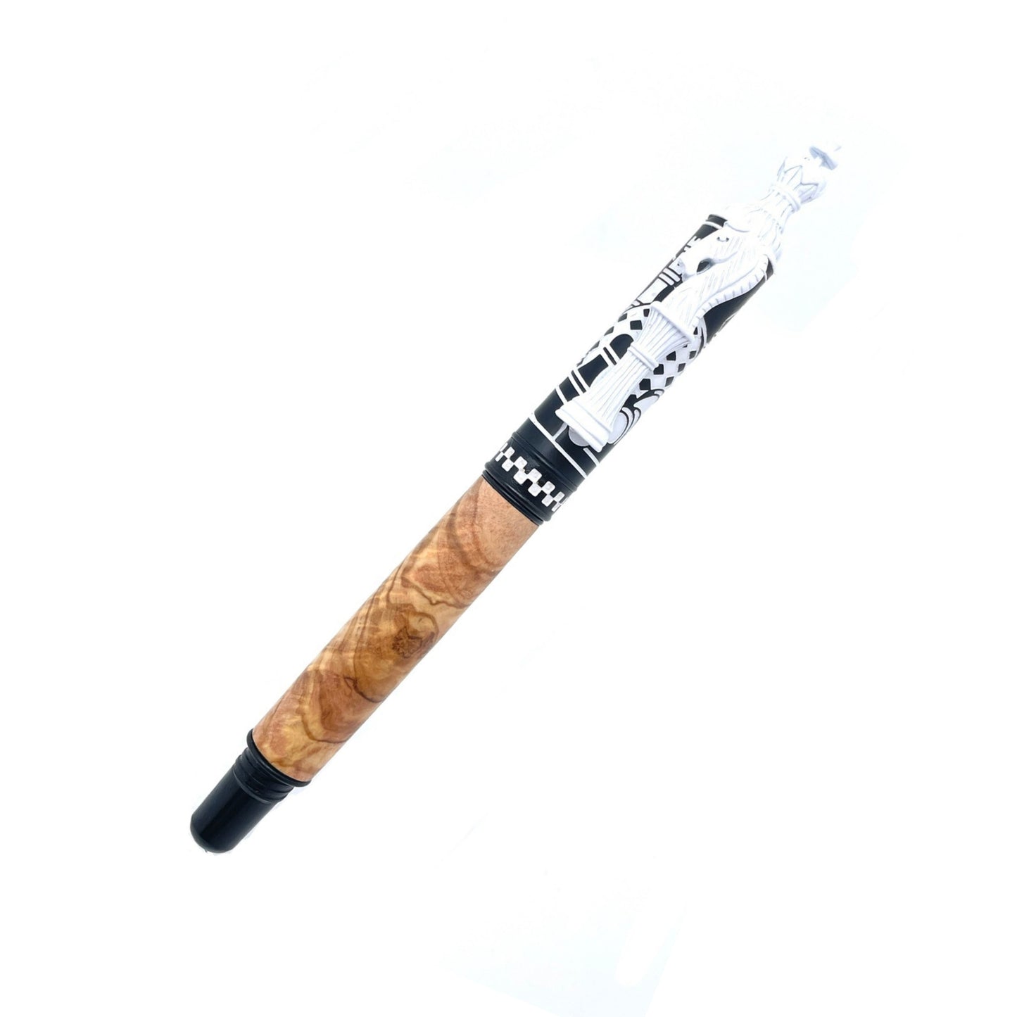 STYLO EN BOIS D'OLIVIER - MODELE ECHECS