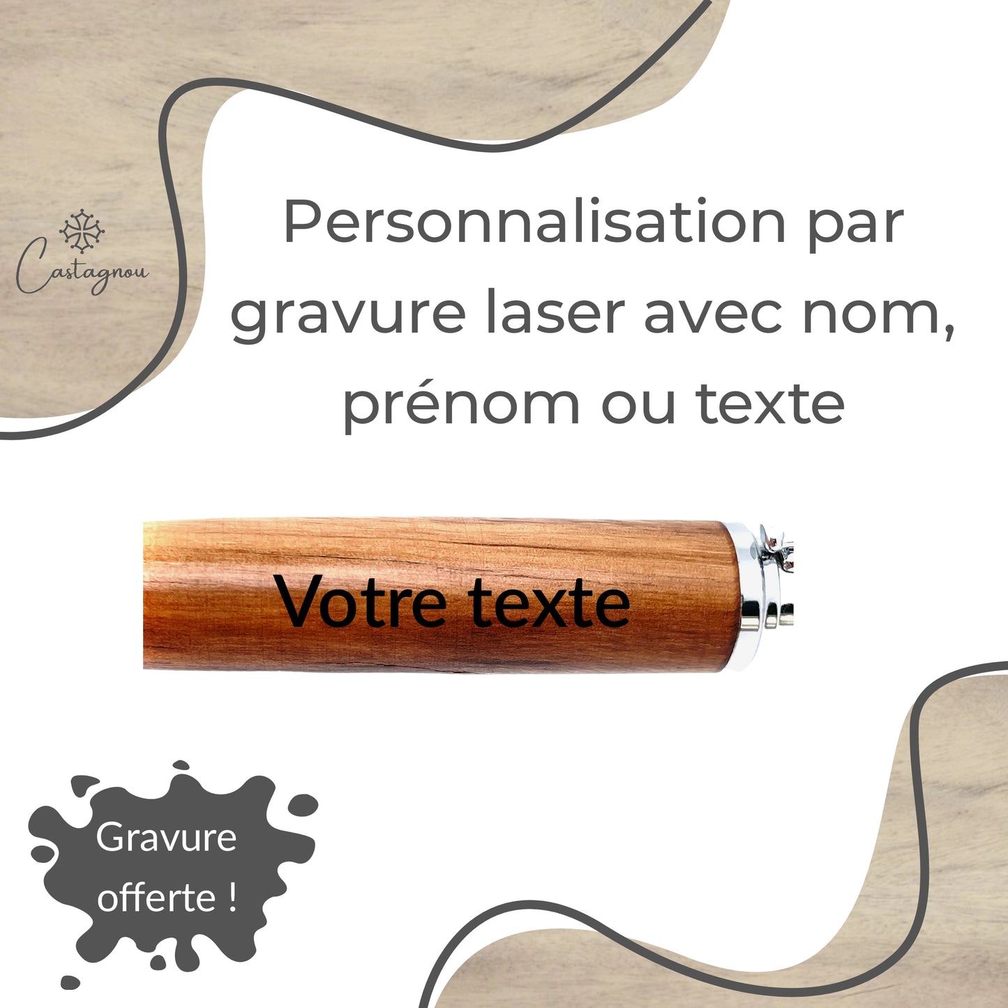 STYLO EN BOIS D'OLIVIER - MODELE BASEBALL