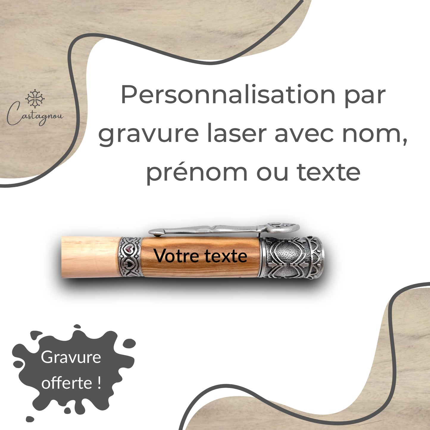 STYLO EN BOIS D'OLIVIER - MODELE CASINO