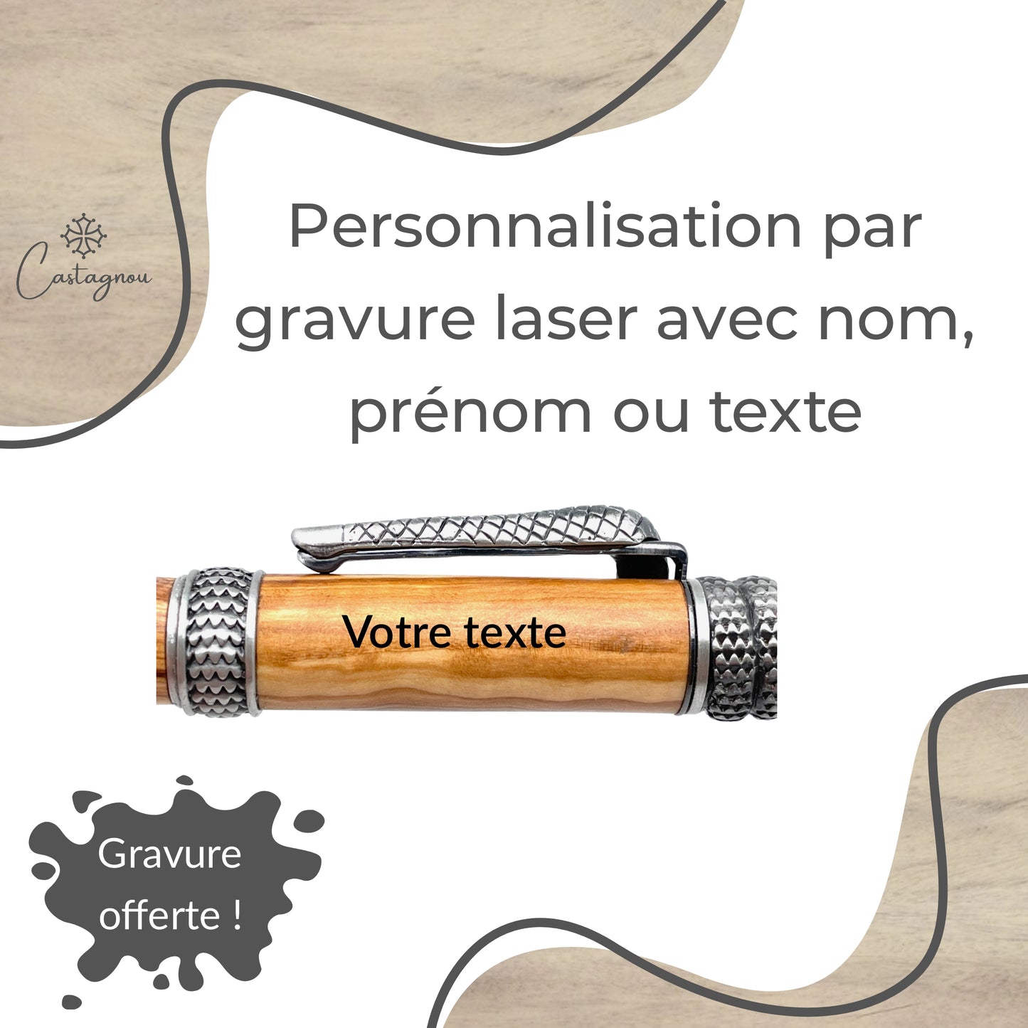STYLO EN BOIS D'OLIVIER - MODELE COBRA