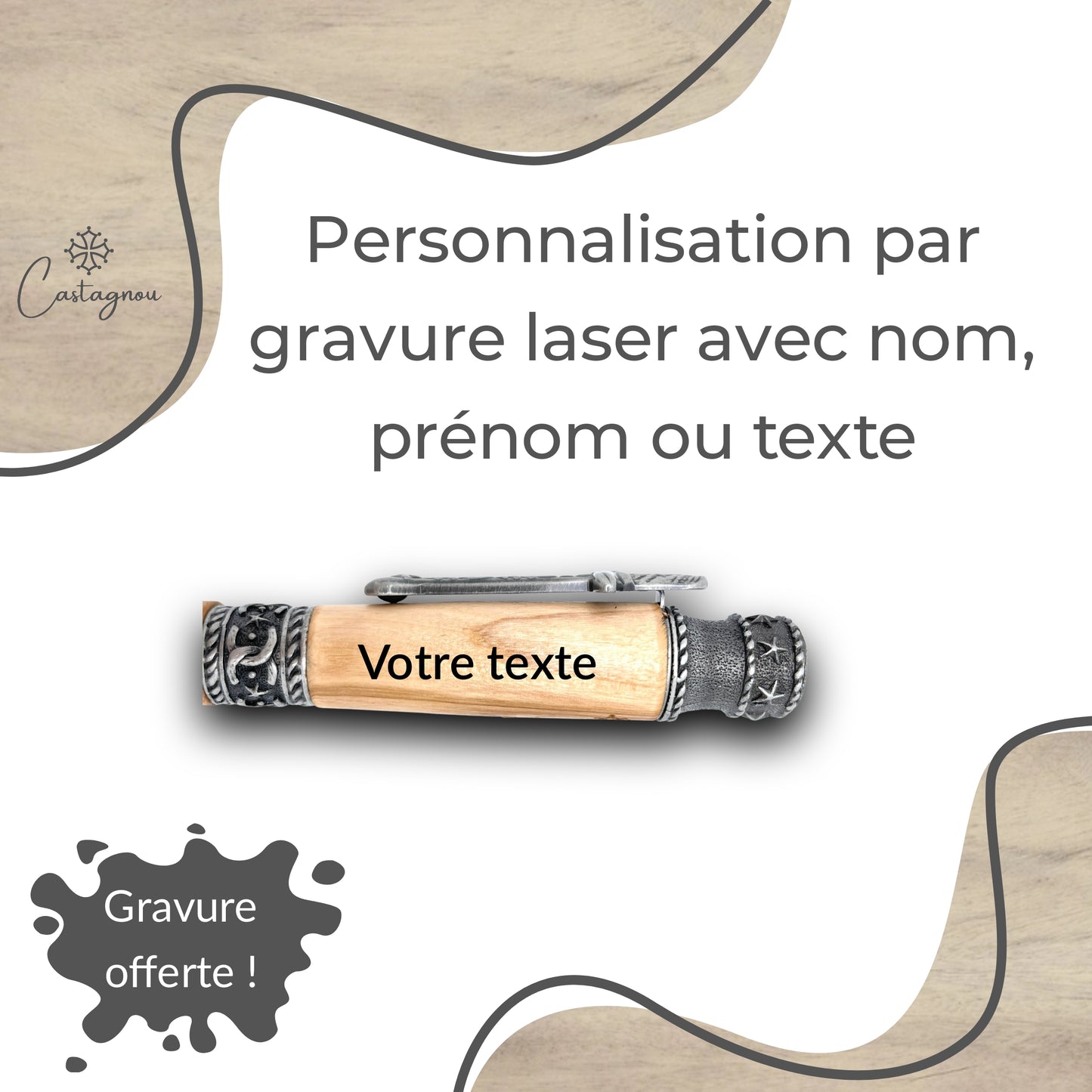 STYLO EN BOIS D'OLIVIER - MODELE COWBOY