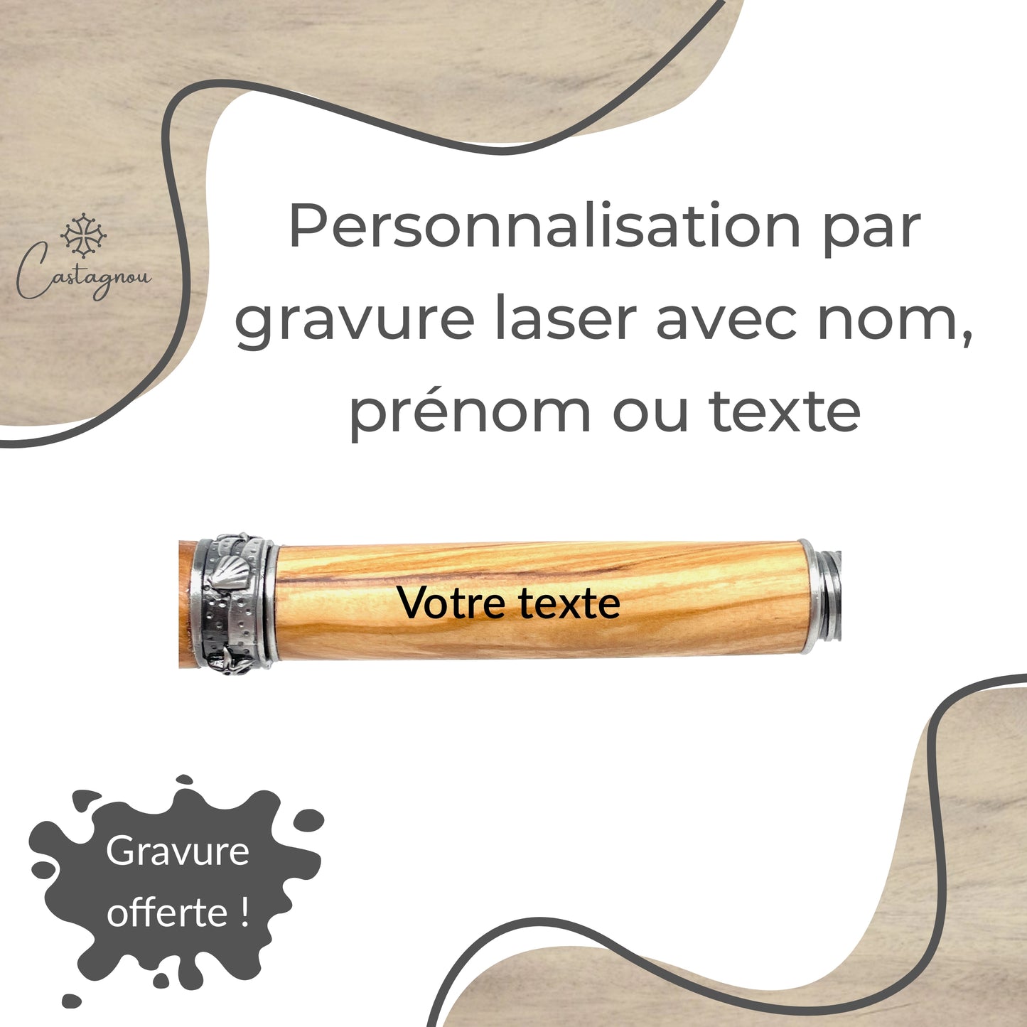 STYLO EN BOIS D'OLIVIER - MODELE DAUPHIN
