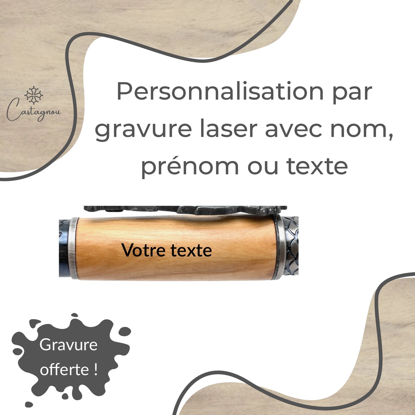STYLO EN BOIS D'OLIVIER - MODELE DRAGON