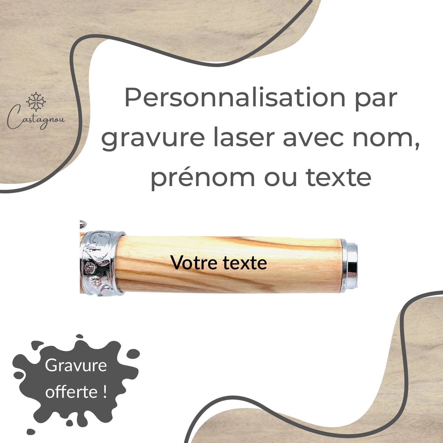 STYLO EN BOIS D'OLIVIER - MODELE GOLFEUR