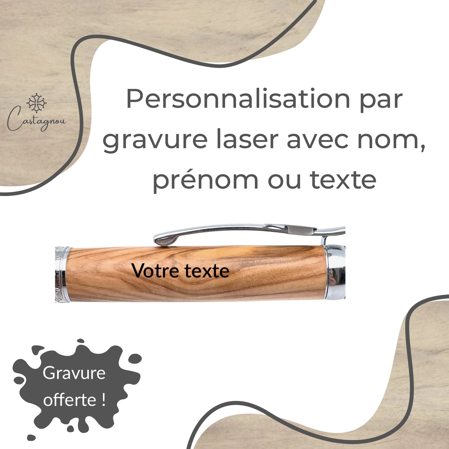 STYLO EN BOIS D'OLIVIER - MODELE INFIRMIERE