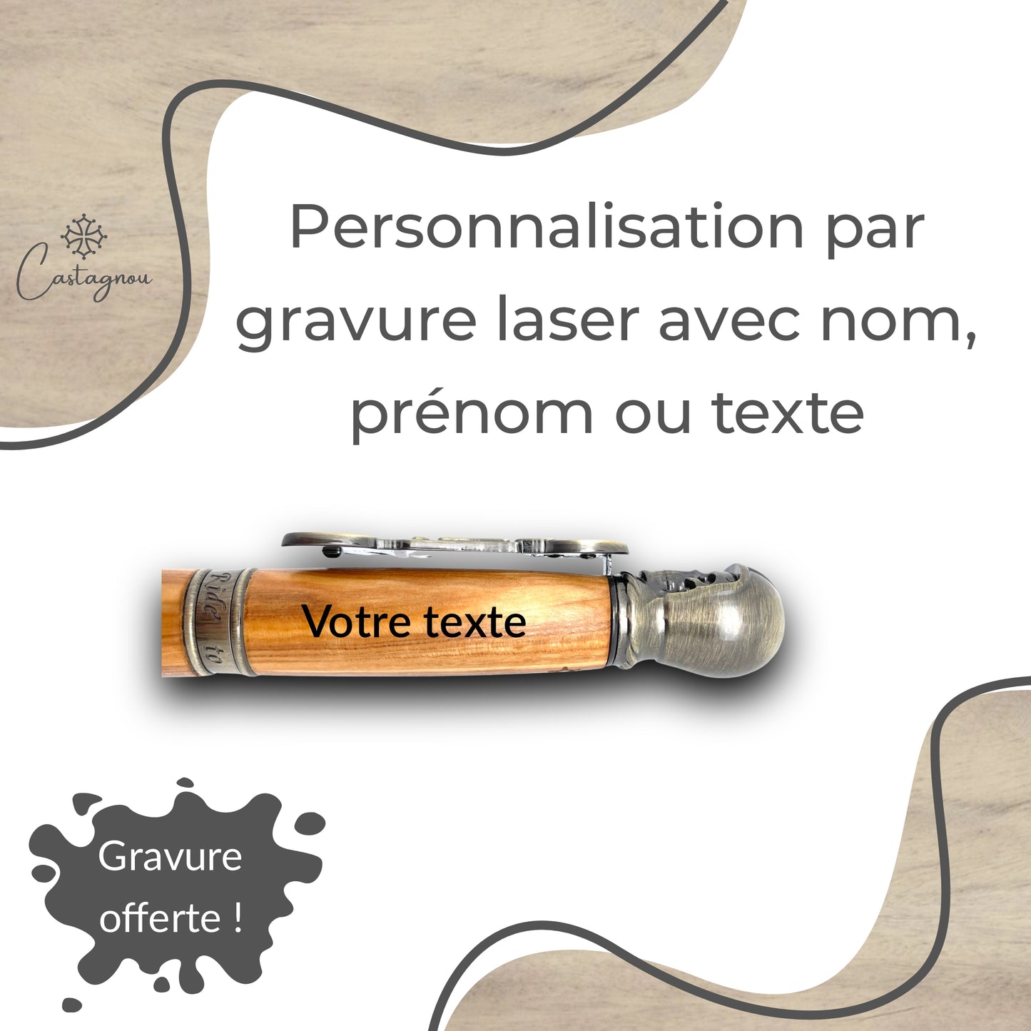 STYLO EN BOIS D'OLIVIER - MODELE MOTO