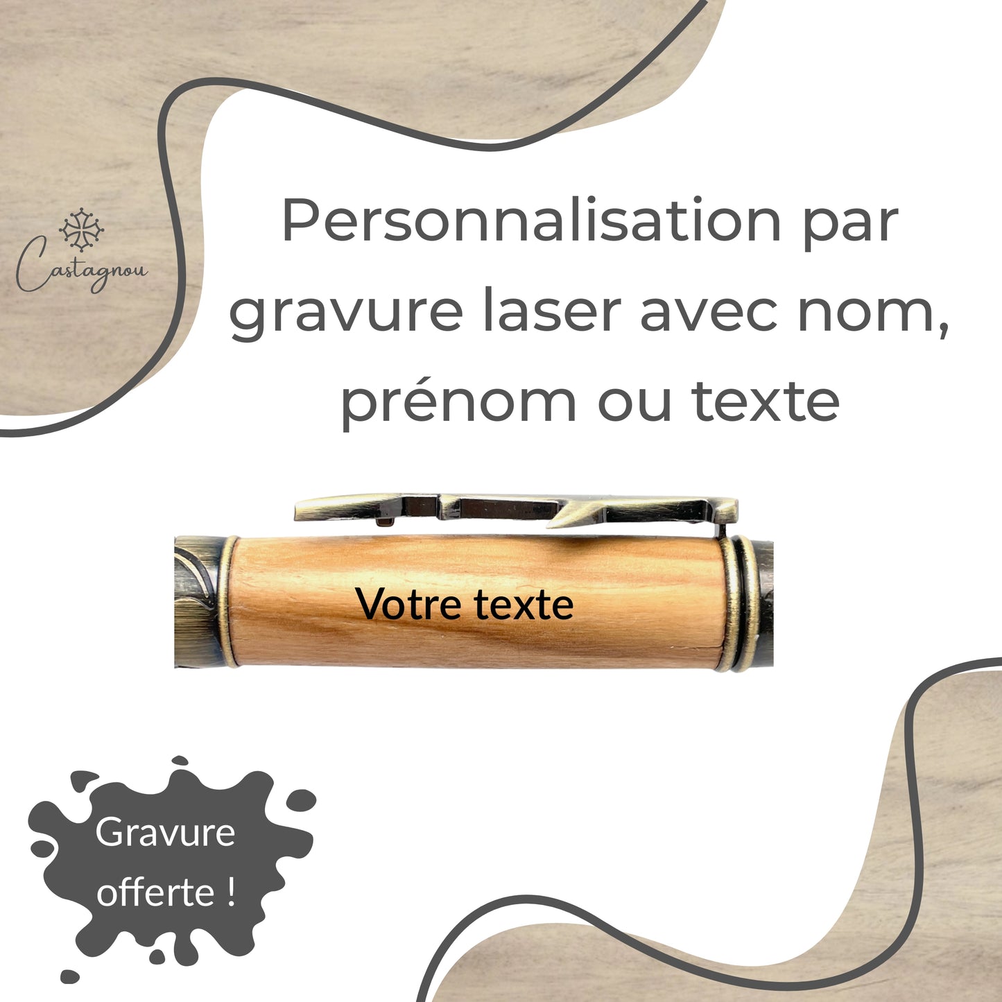 STYLO EN BOIS D'OLIVIER - MODELE REQUIN