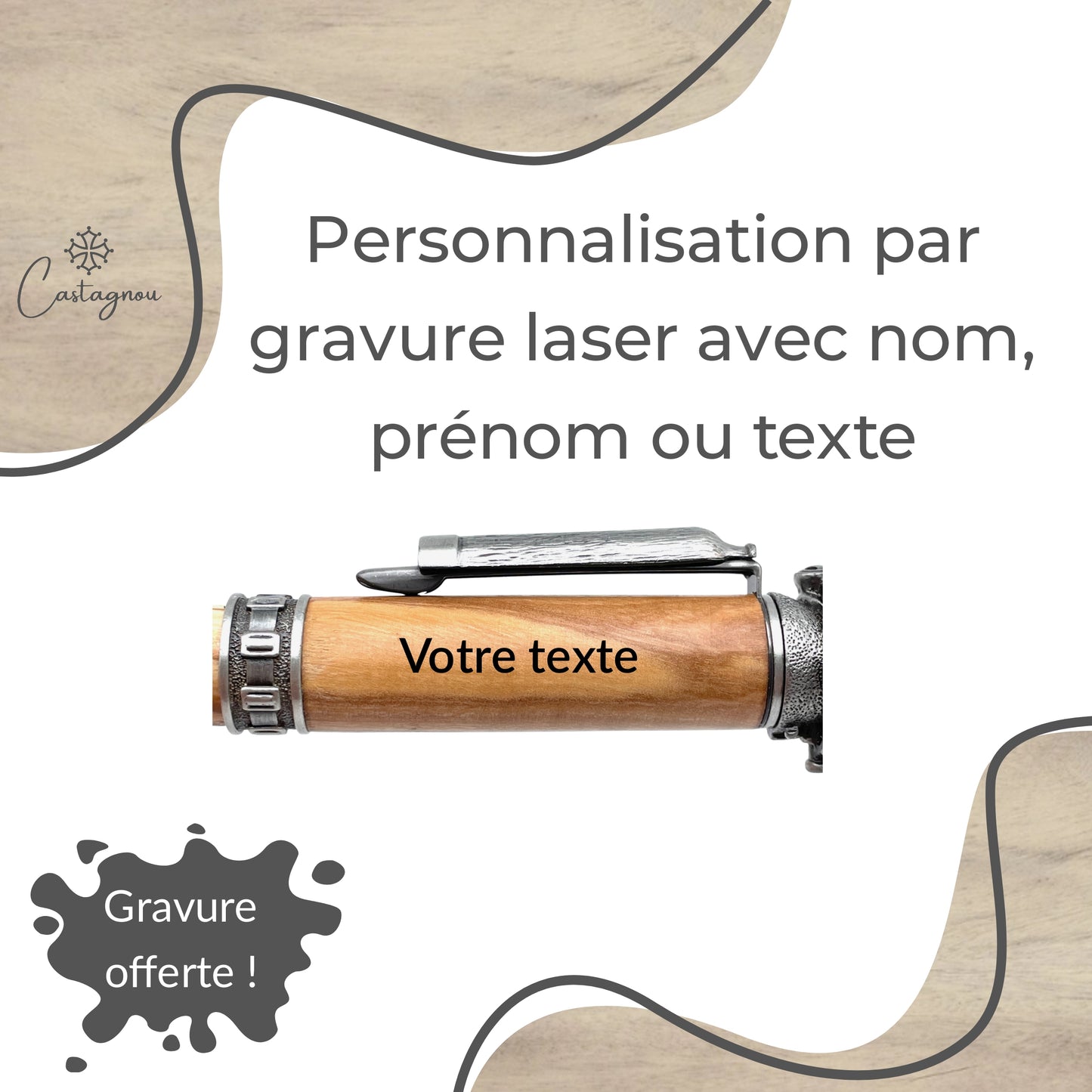 STYLO EN BOIS D'OLIVIER - MODELE SCUBA