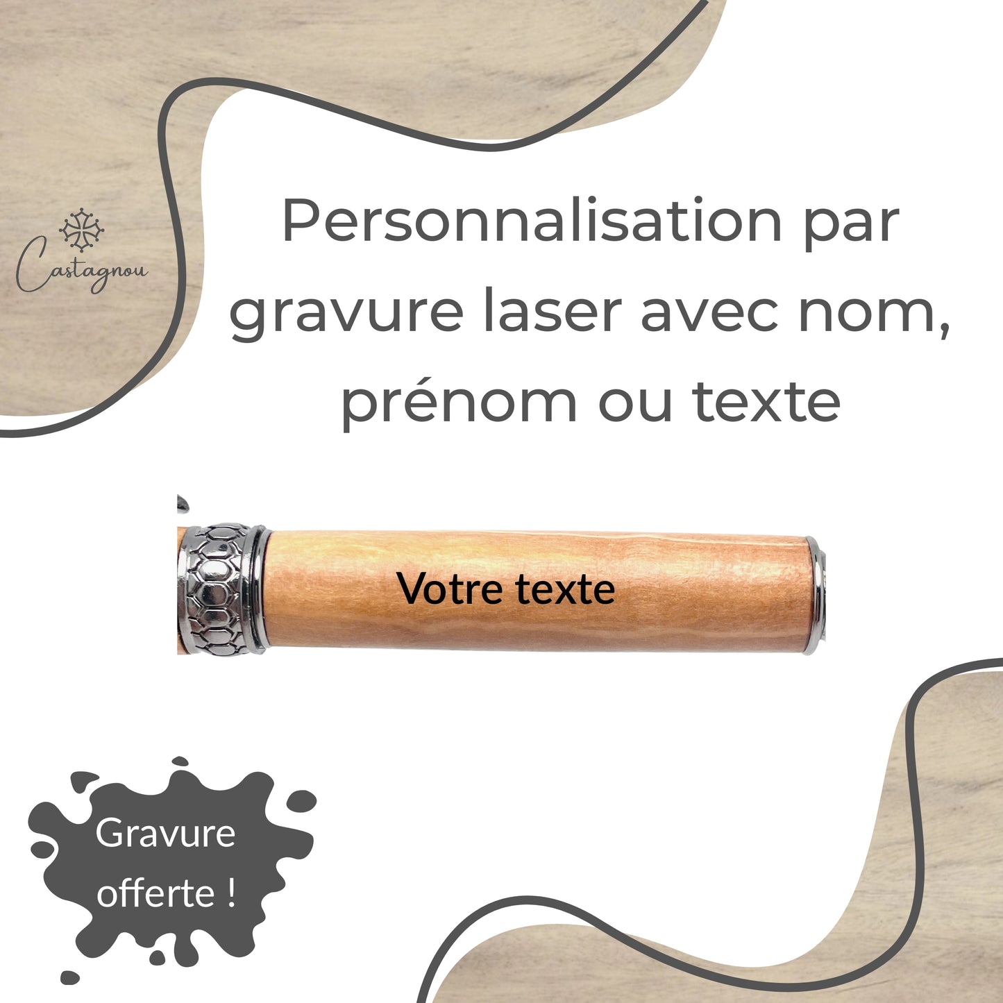 STYLO EN BOIS D'OLIVIER - MODELE TORTUE