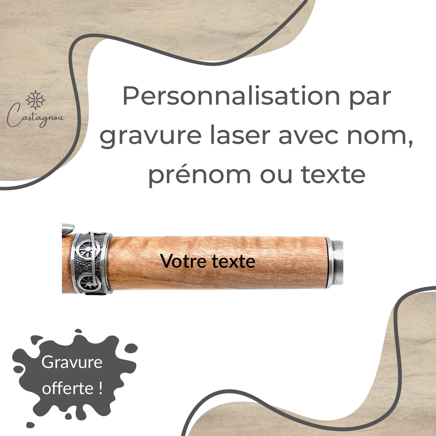 STYLO EN BOIS D'OLIVIER - MODELE TRAIN