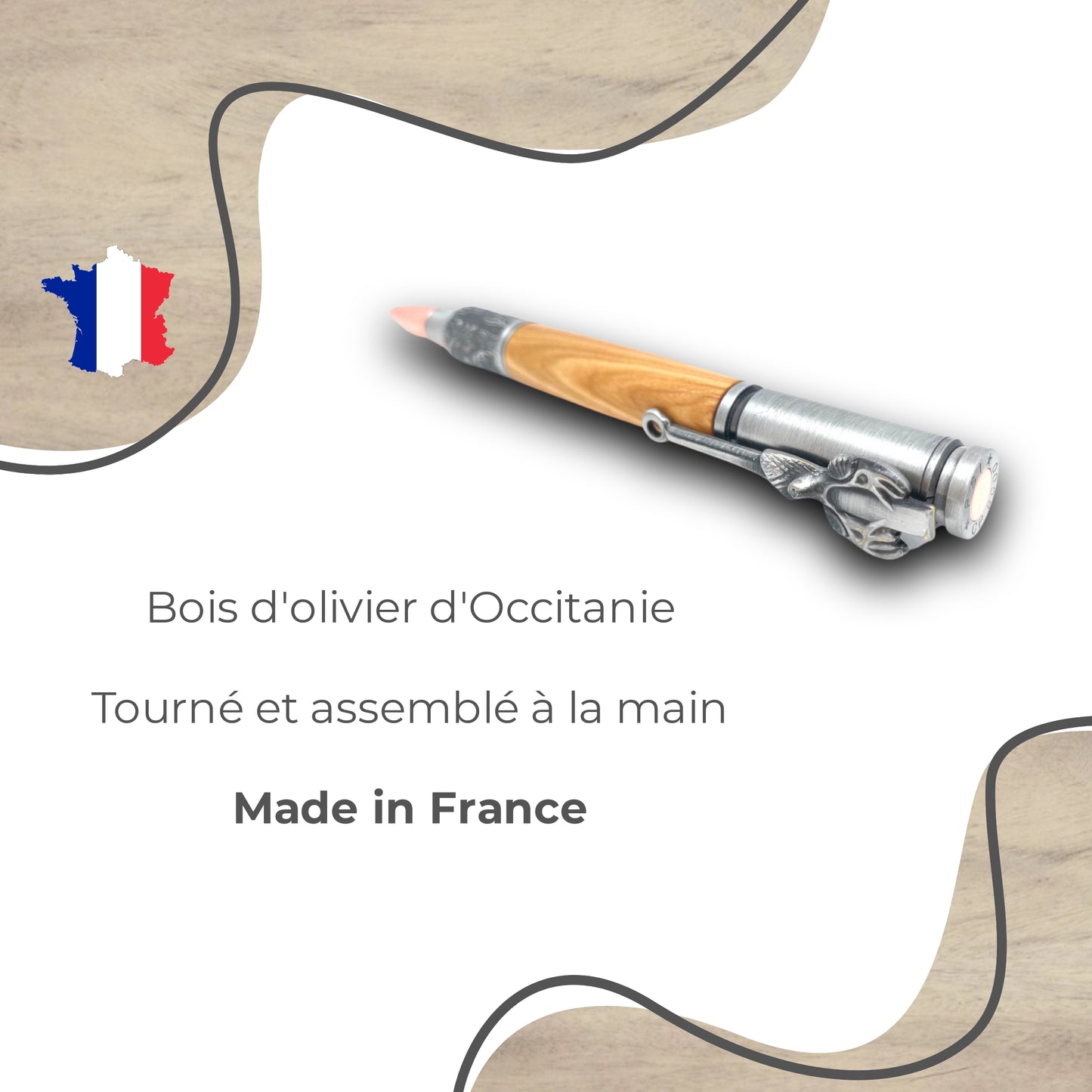 STYLO EN BOIS D'OLIVIER - MODELE CERF