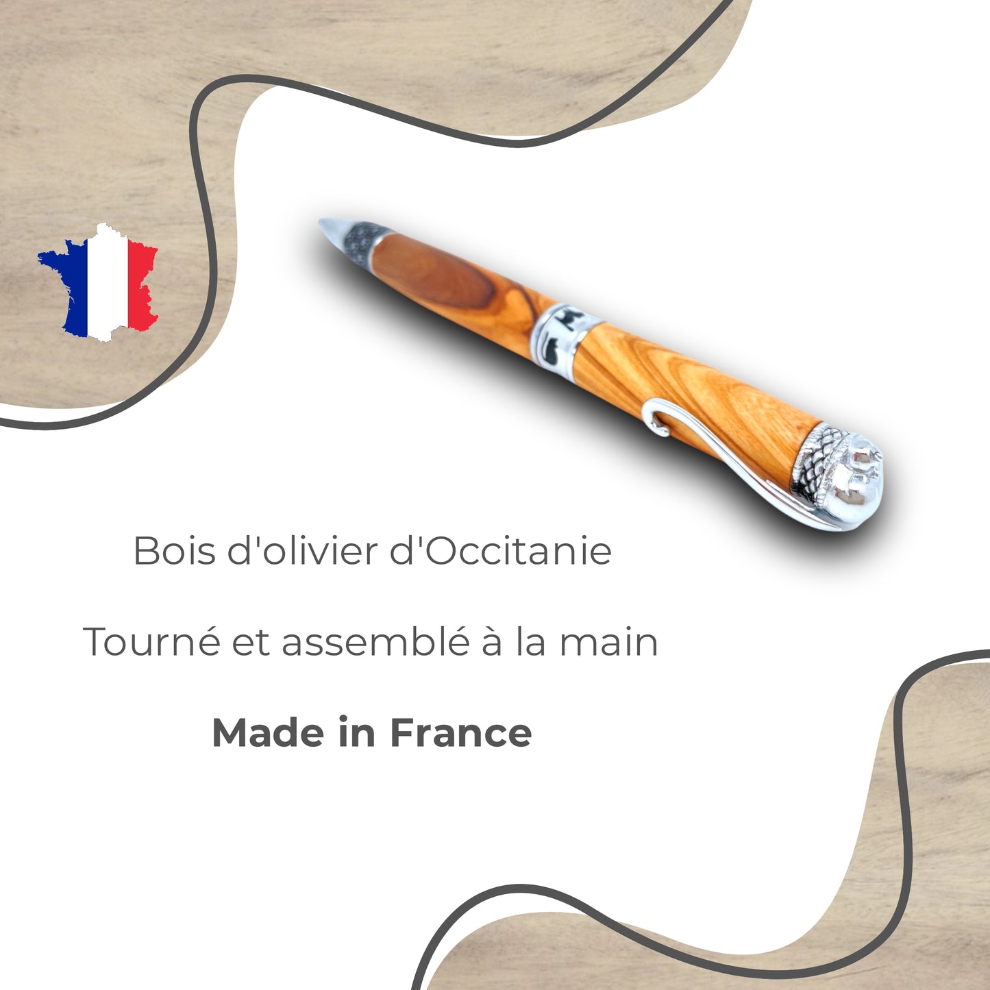 STYLO EN BOIS D'OLIVIER - MODELE CHAT