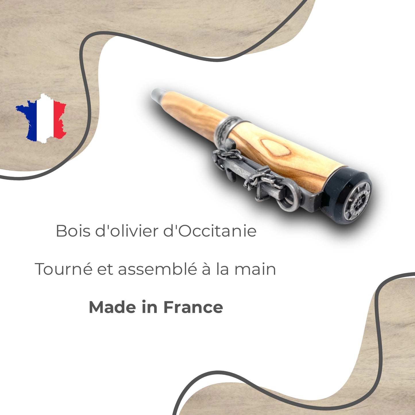 STYLO EN BOIS D'OLIVIER - MODELE ANCRE