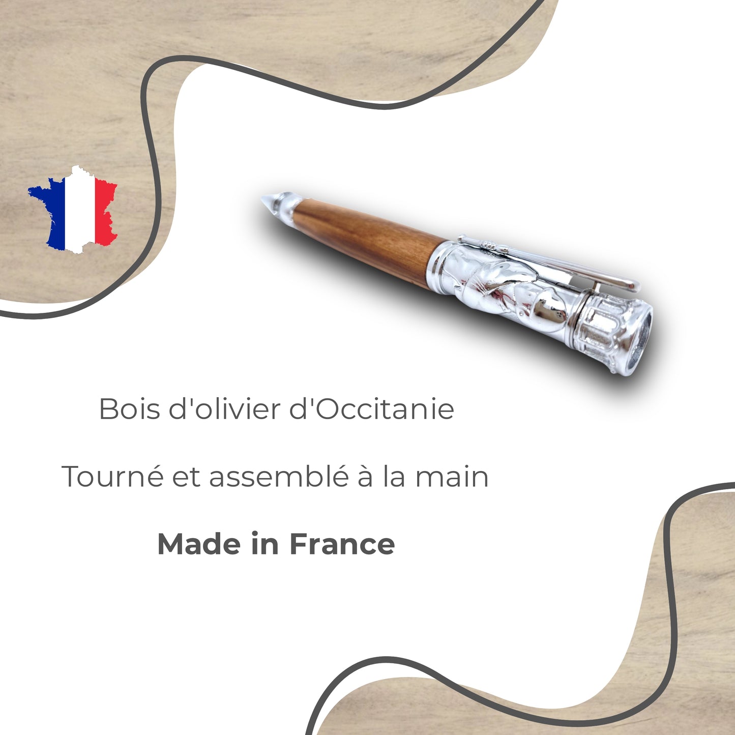 STYLO EN BOIS D'OLIVIER - MODELE BASEBALL