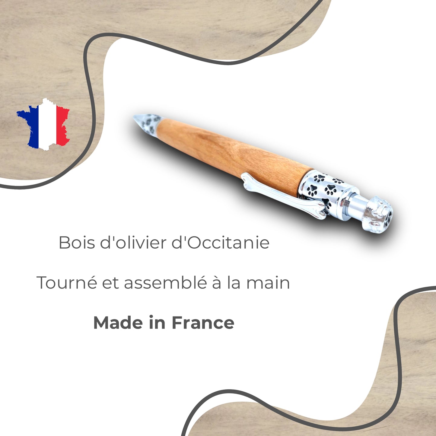 STYLO EN BOIS D'OLIVIER - MODELE CHIEN