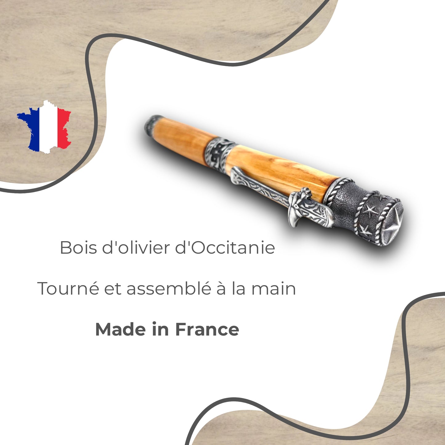 STYLO EN BOIS D'OLIVIER - MODELE COWBOY