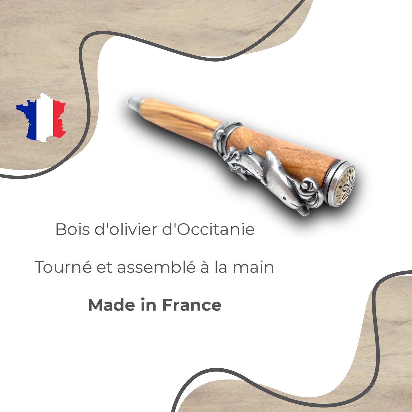 STYLO EN BOIS D'OLIVIER - MODELE DAUPHIN