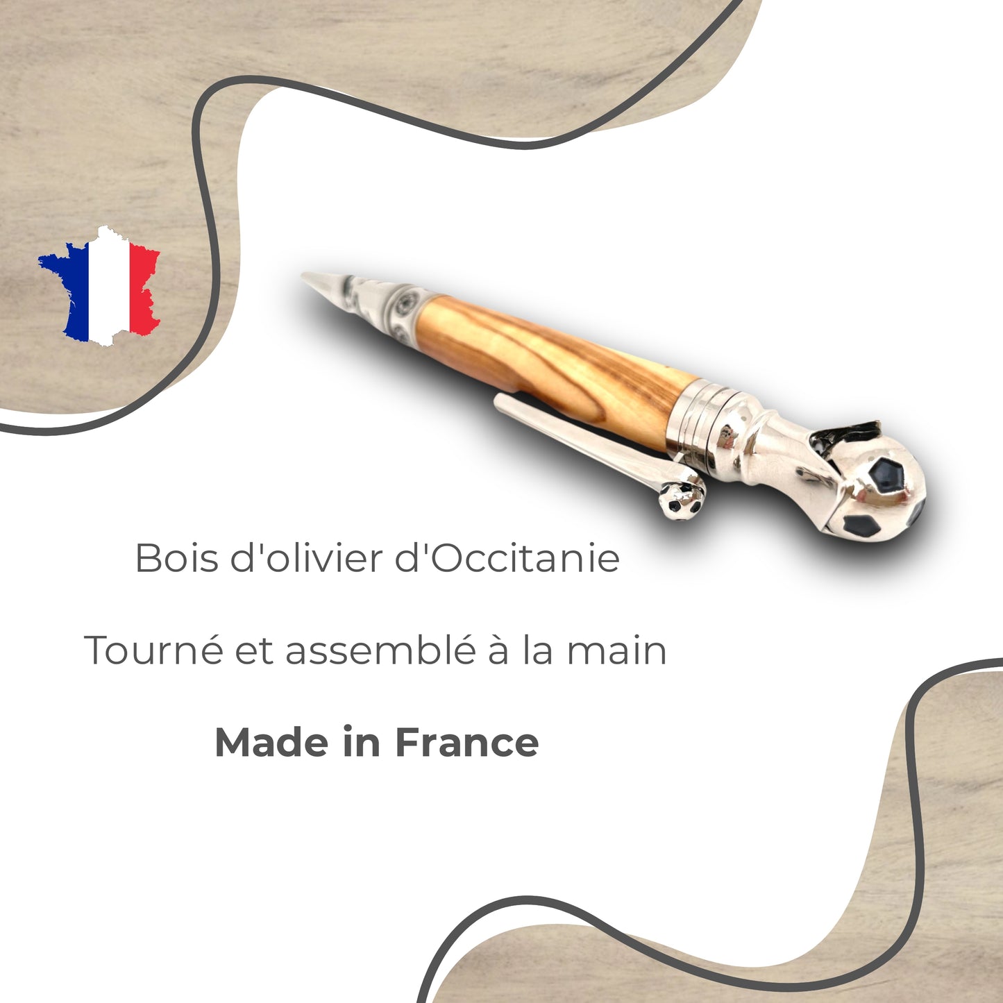 STYLO EN BOIS D'OLIVIER - MODELE FOOT