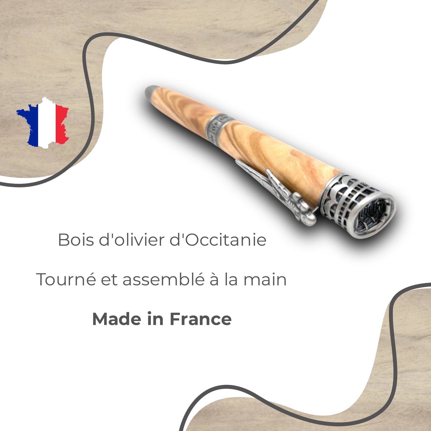 STYLO EN BOIS D'OLIVIER - MODELE FOOTBALL AMERICAIN