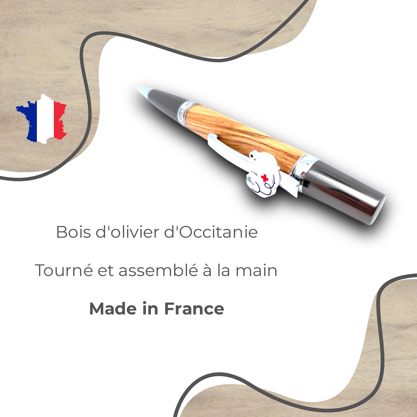 STYLO EN BOIS D'OLIVIER - MODELE INFIRMIERE