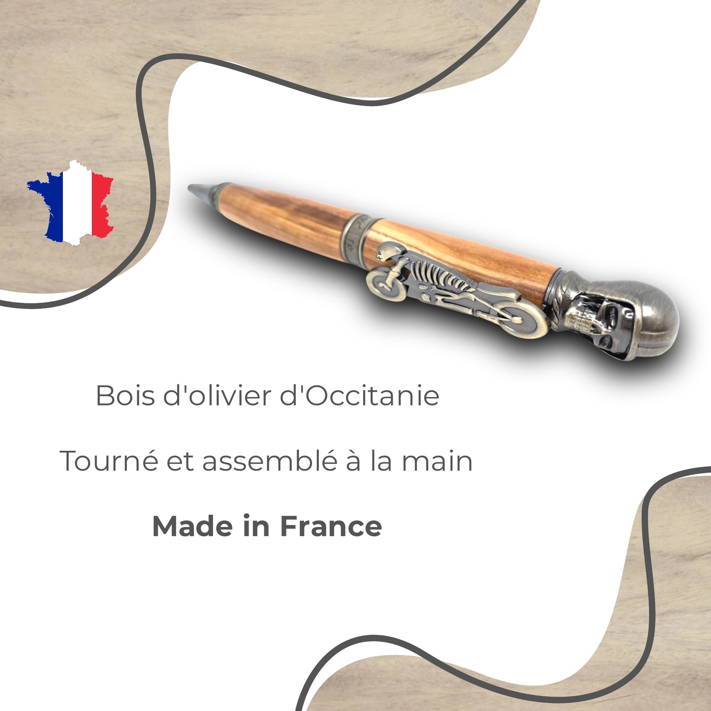 STYLO EN BOIS D'OLIVIER - MODELE MOTO