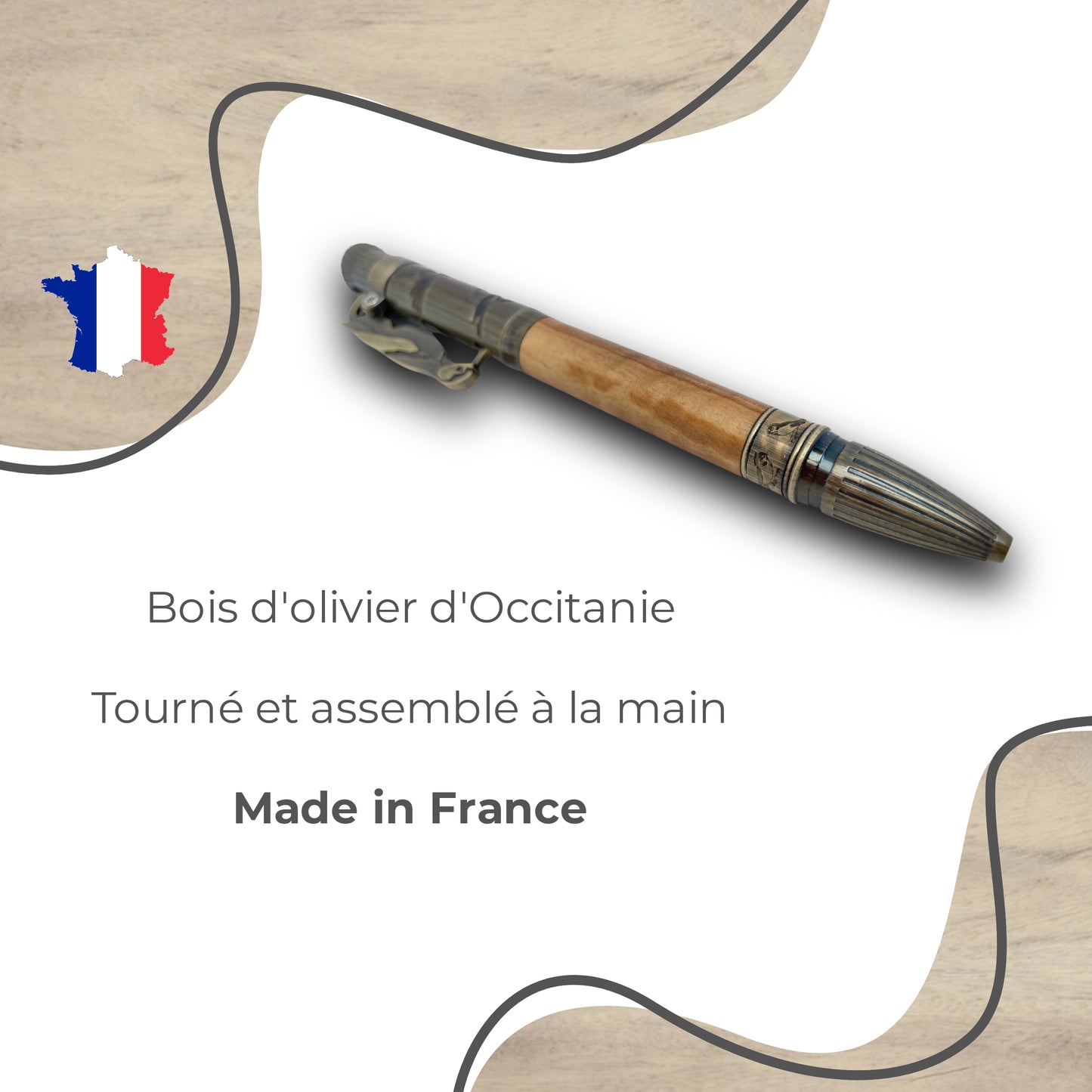 STYLO EN BOIS D'OLIVIER - MODELE OISEAU