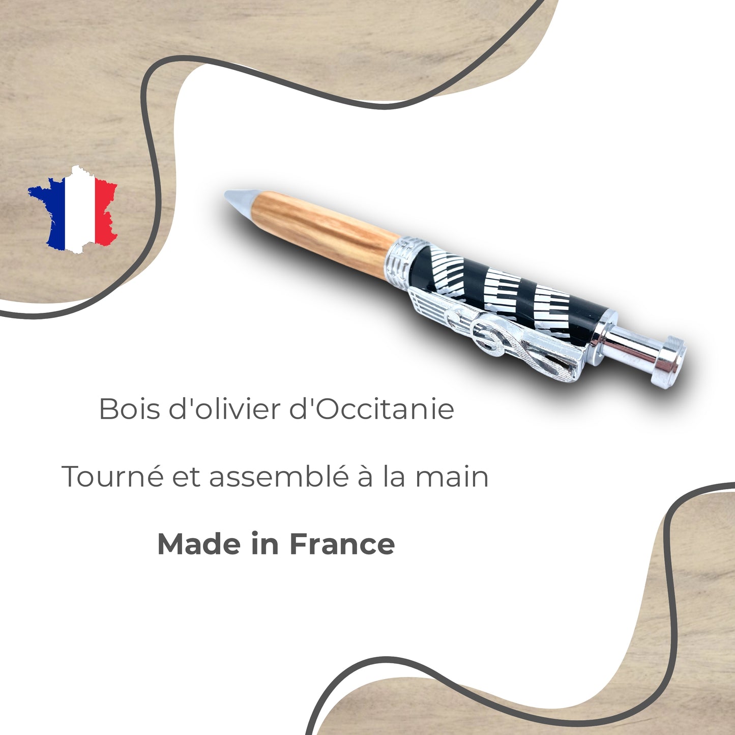 STYLO EN BOIS D'OLIVIER - MODELE PIANO