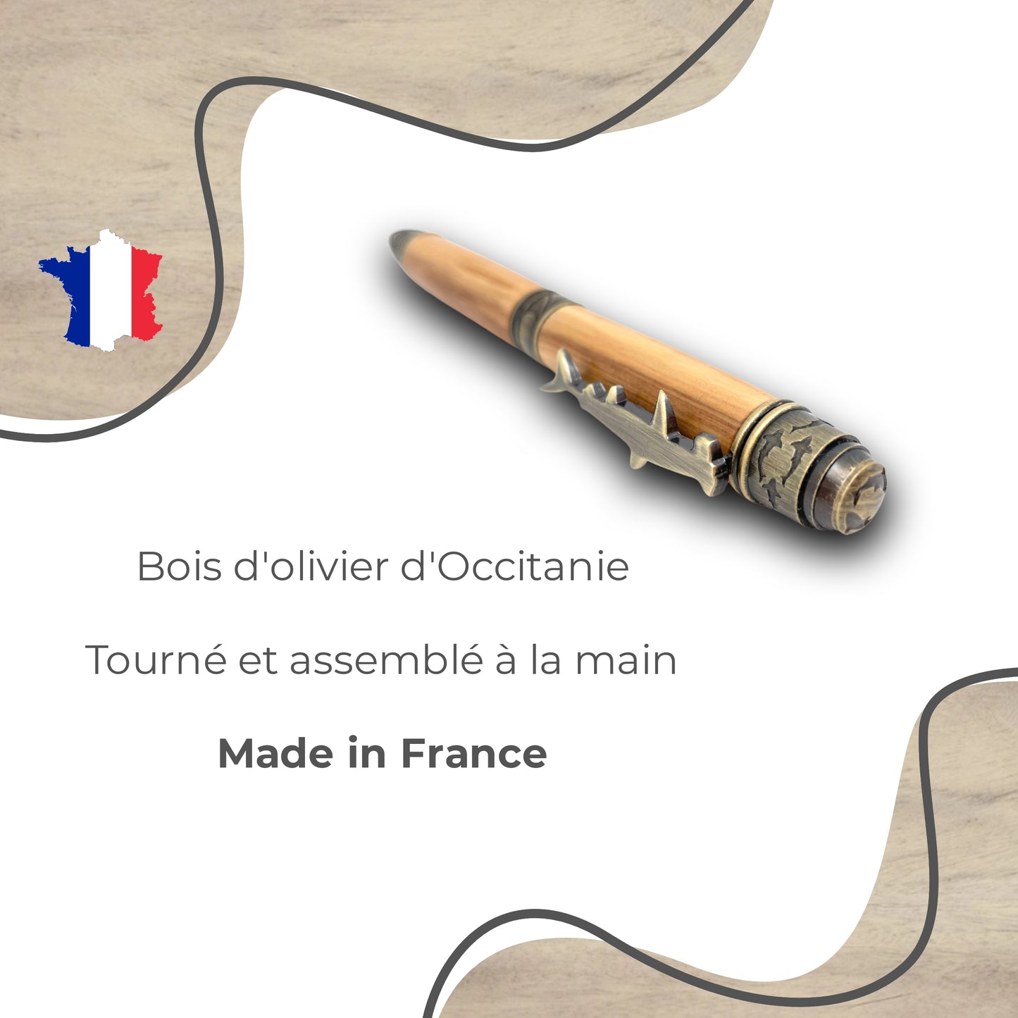 STYLO EN BOIS D'OLIVIER - MODELE REQUIN