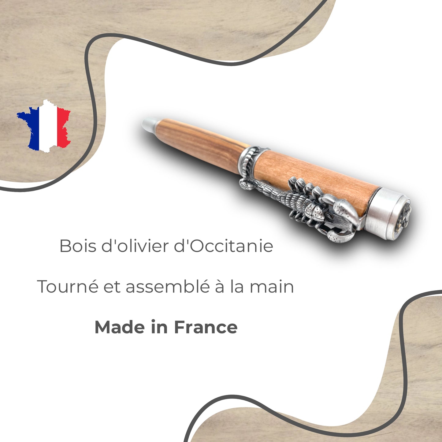 STYLO EN BOIS D'OLIVIER - MODELE SCORPION