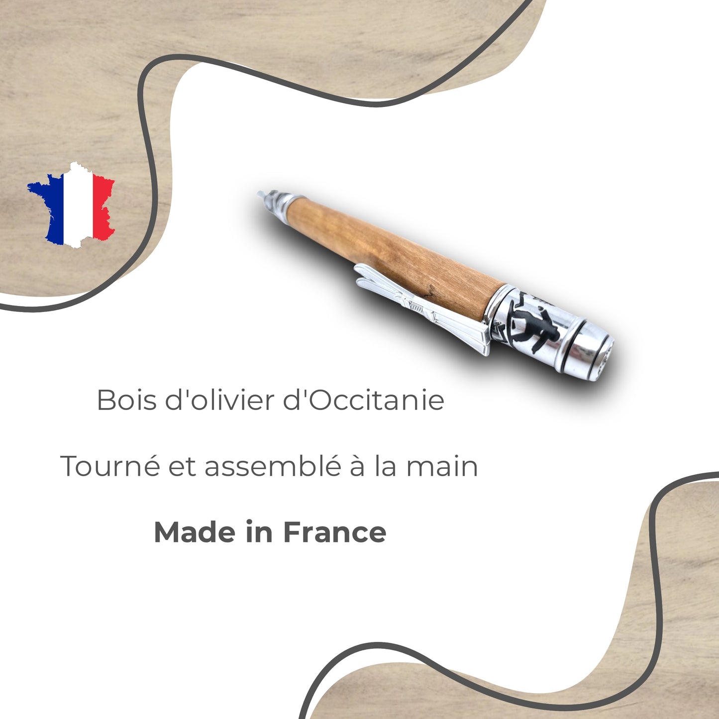 STYLO EN BOIS D'OLIVIER - MODELE SKI