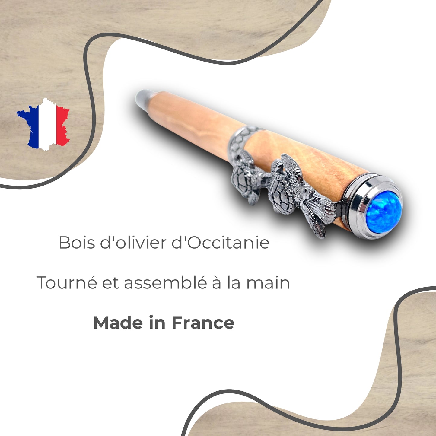 STYLO EN BOIS D'OLIVIER - MODELE TORTUE