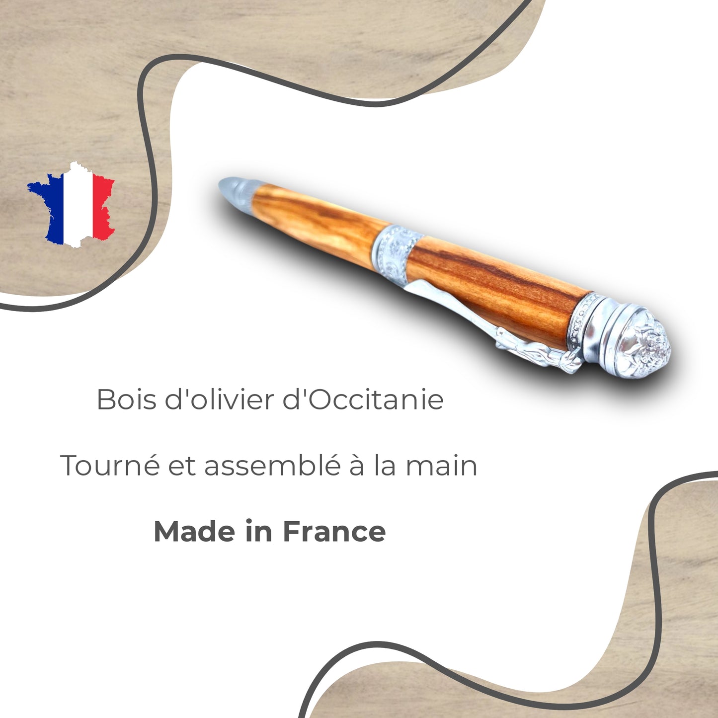 STYLO EN BOIS D'OLIVIER - MODELE YOGA