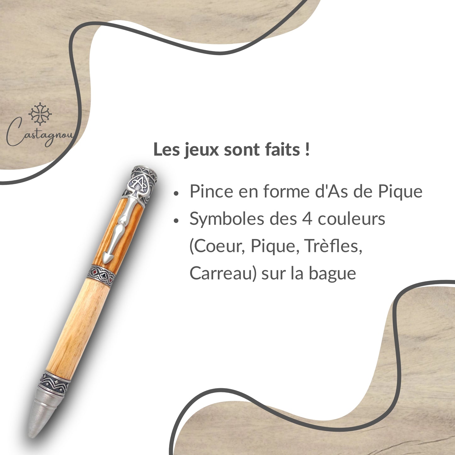 STYLO EN BOIS D'OLIVIER - MODELE CASINO