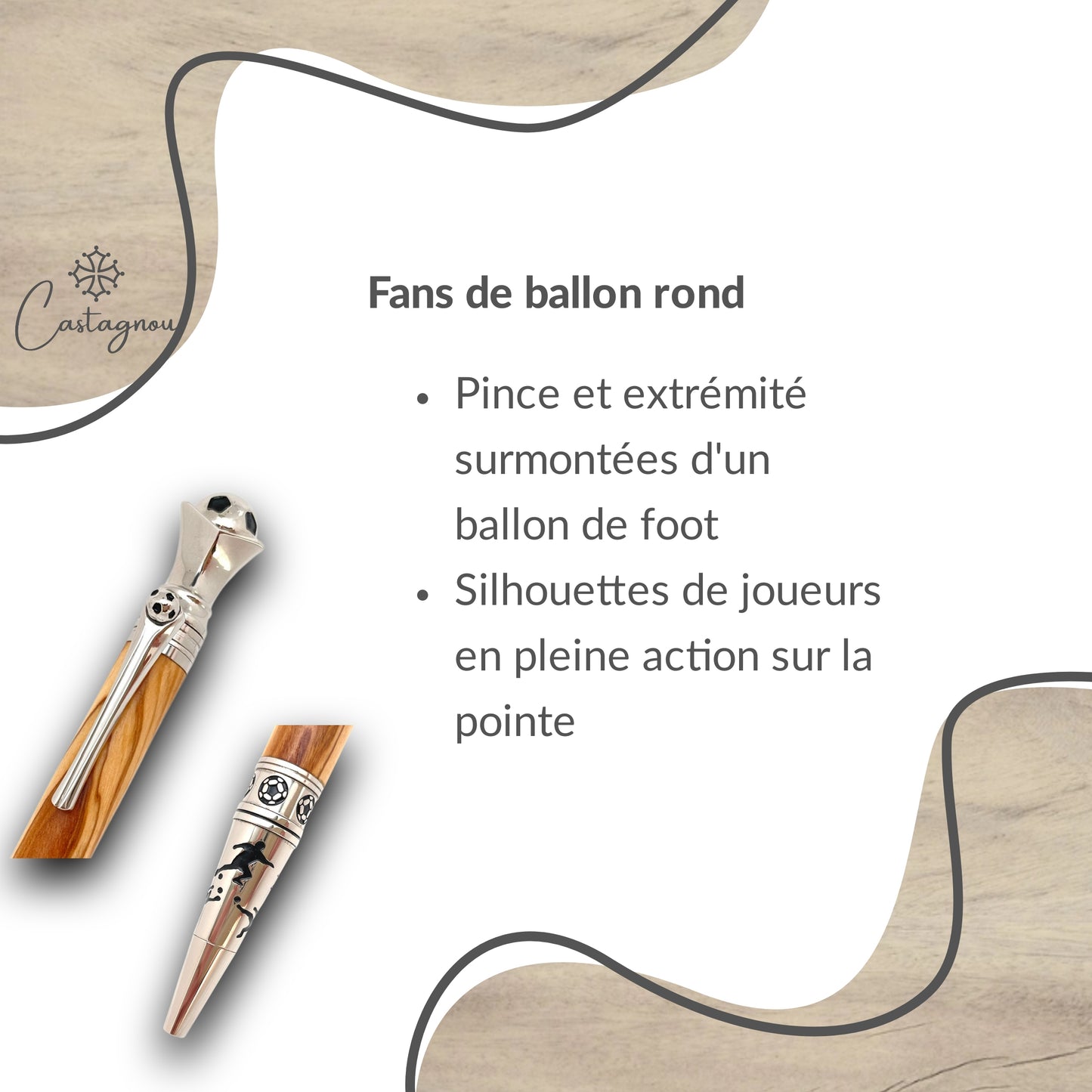 STYLO EN BOIS D'OLIVIER - MODELE FOOT