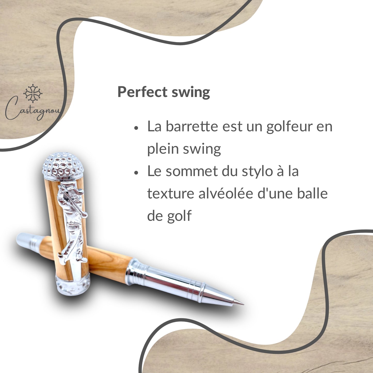 STYLO EN BOIS D'OLIVIER - MODELE GOLFEUR