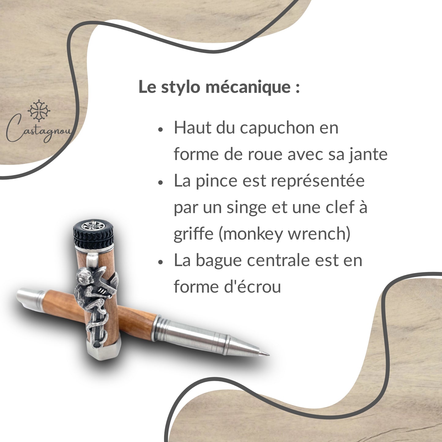 STYLO EN BOIS D'OLIVIER - MODELE MECANIQUE