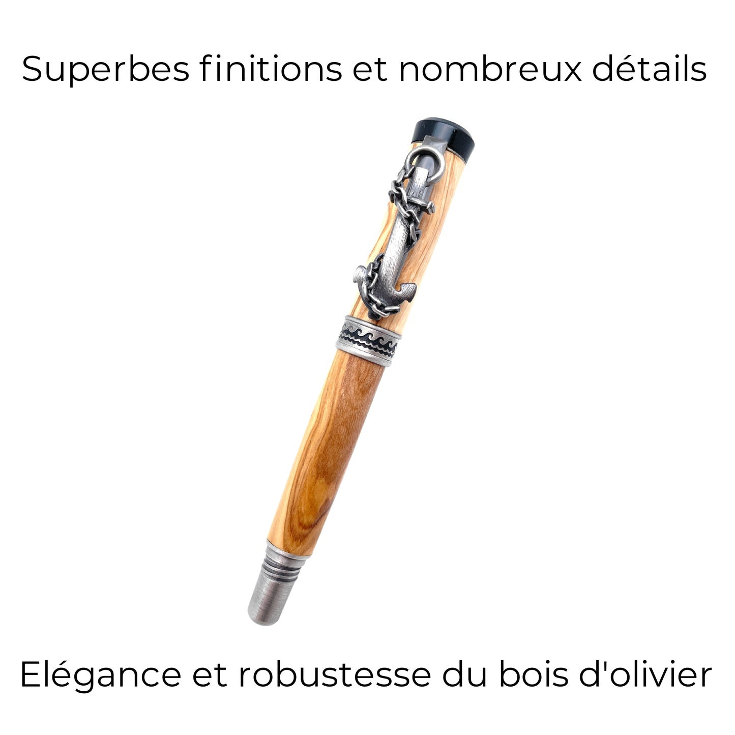 STYLO EN BOIS D'OLIVIER - MODELE ANCRE