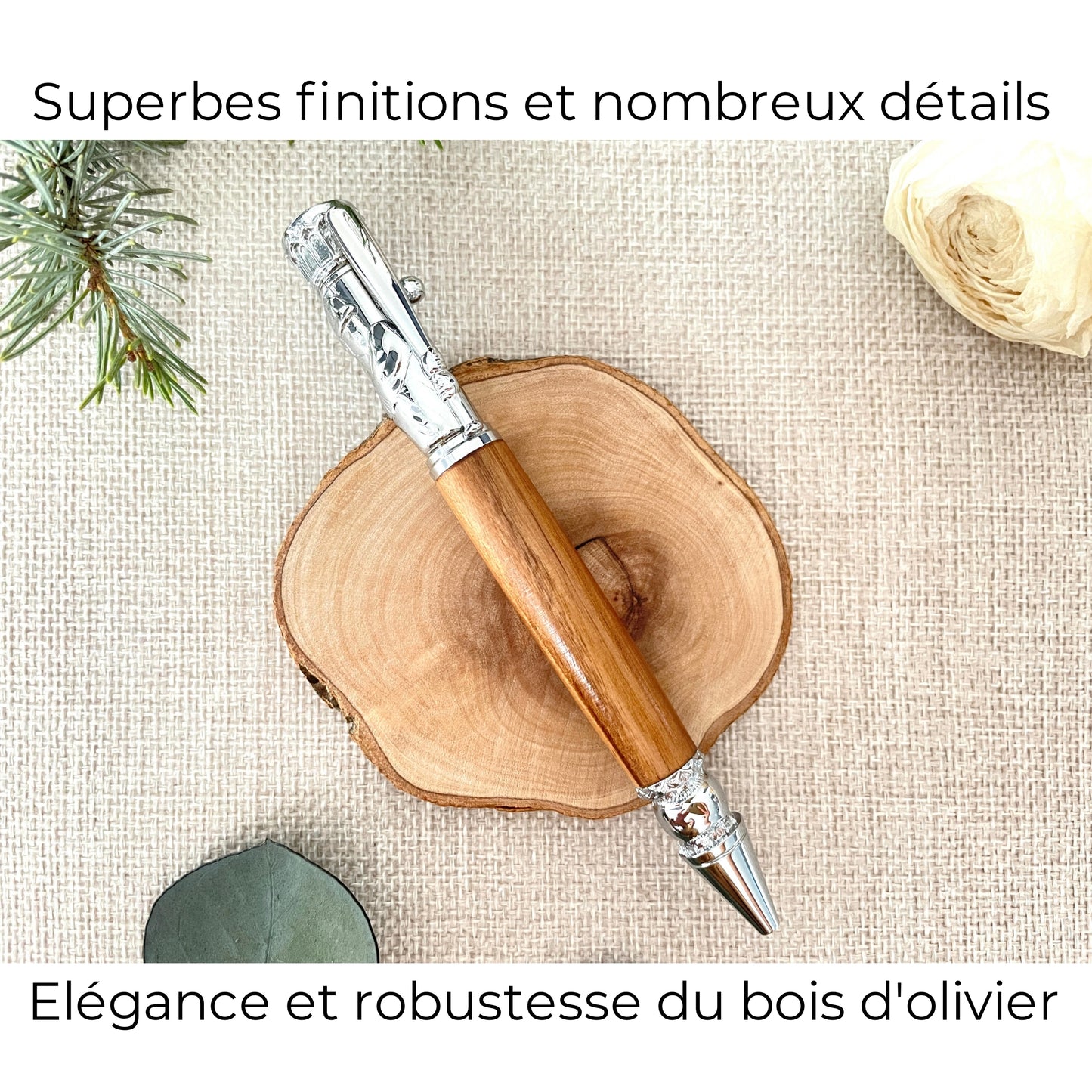 STYLO EN BOIS D'OLIVIER - MODELE BASEBALL