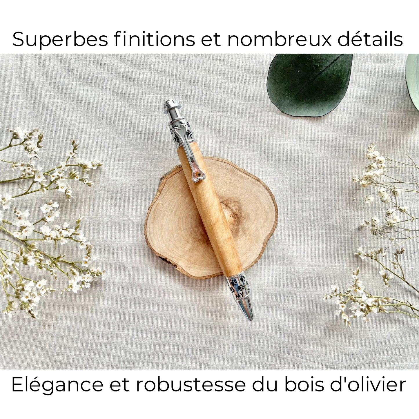 STYLO EN BOIS D'OLIVIER - MODELE CHIEN