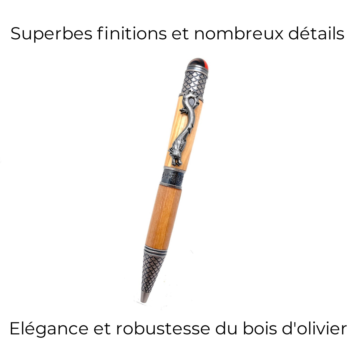 STYLO EN BOIS D'OLIVIER - MODELE DRAGON