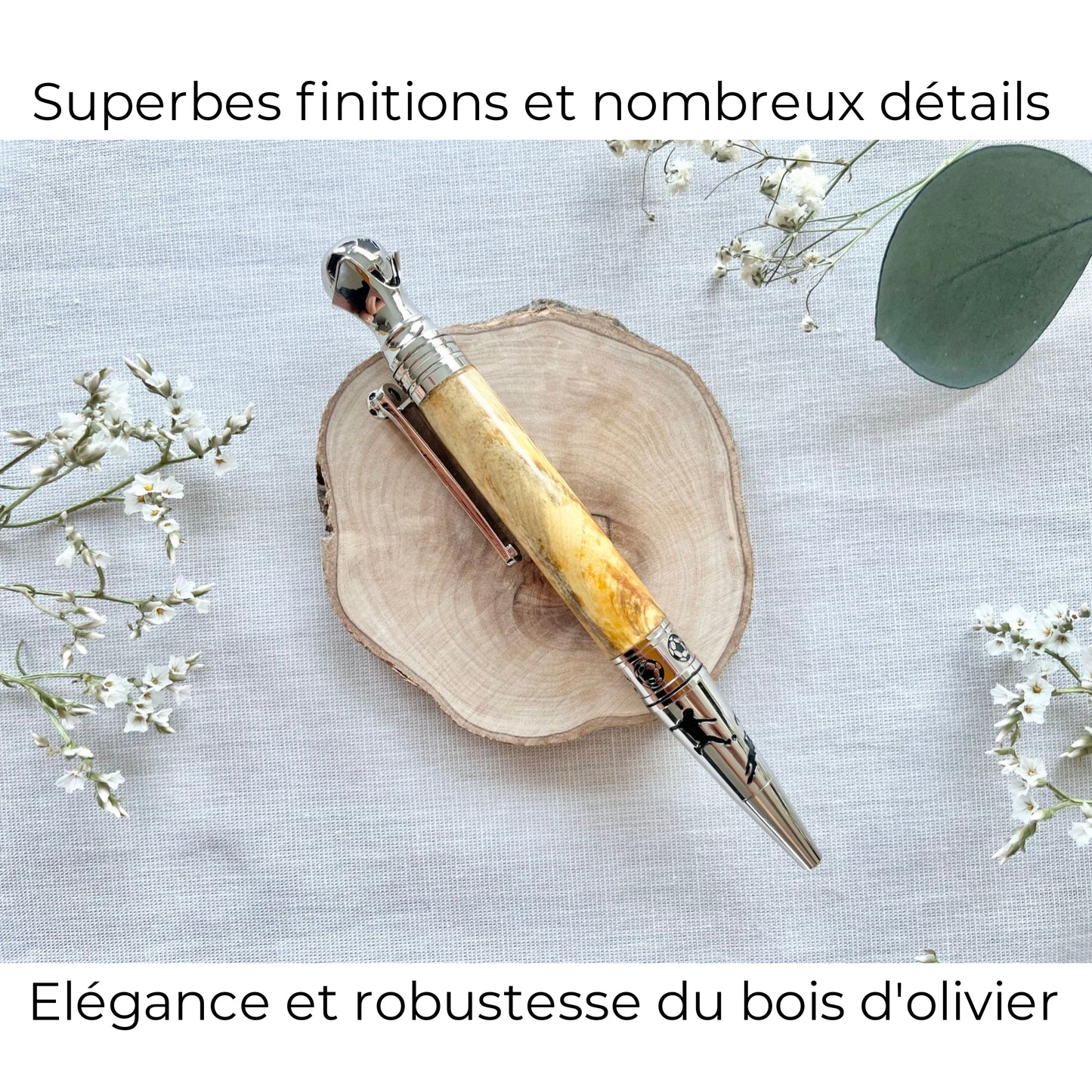 STYLO EN BOIS D'OLIVIER - MODELE FOOT