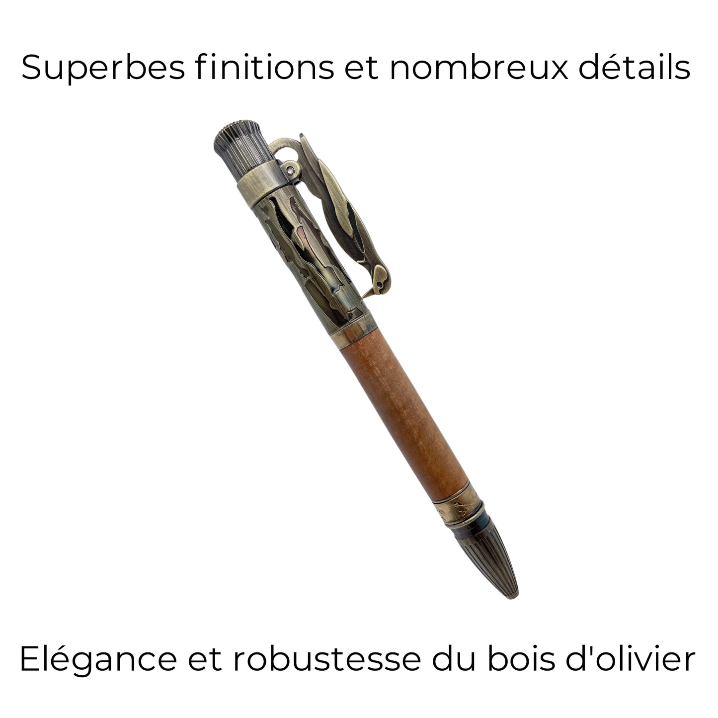 STYLO EN BOIS D'OLIVIER - MODELE OISEAU