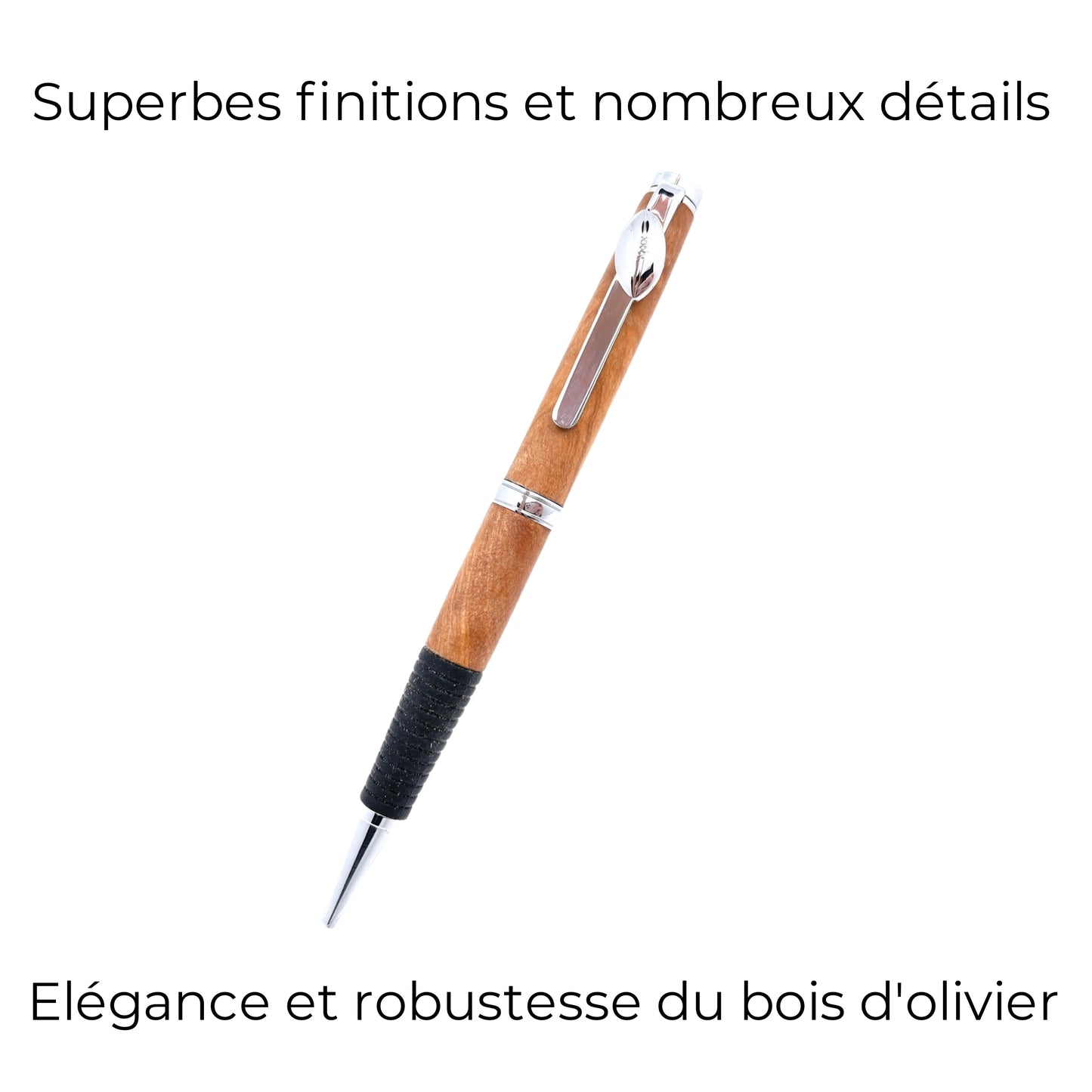 STYLO EN BOIS D'OLIVIER - MODELE RUGBY