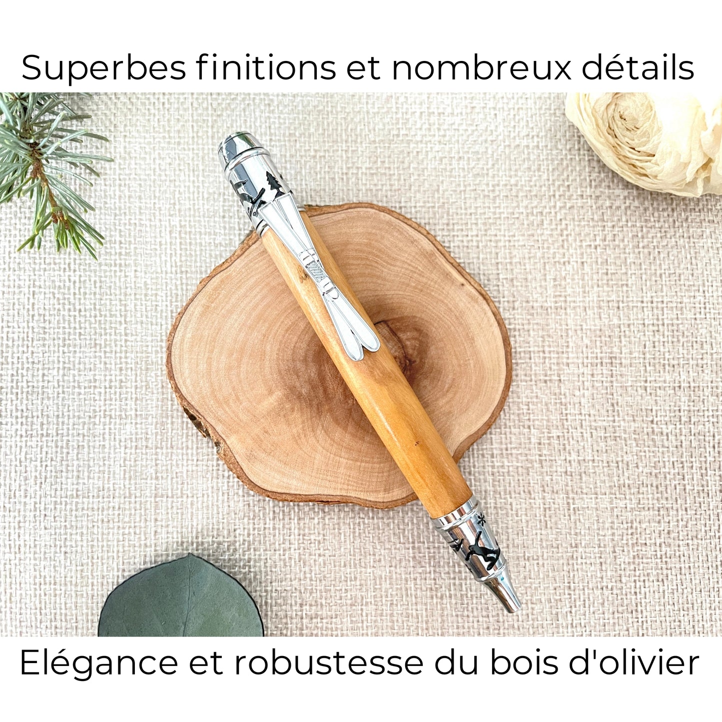 STYLO EN BOIS D'OLIVIER - MODELE SKI