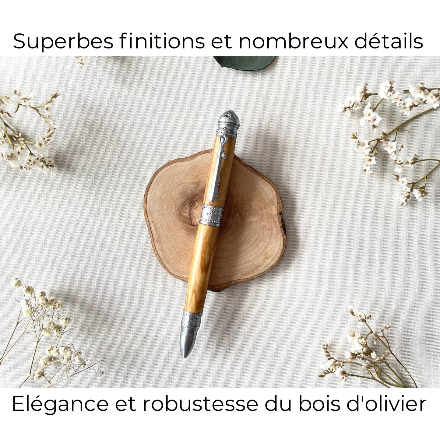 STYLO EN BOIS D'OLIVIER - MODELE YOGA
