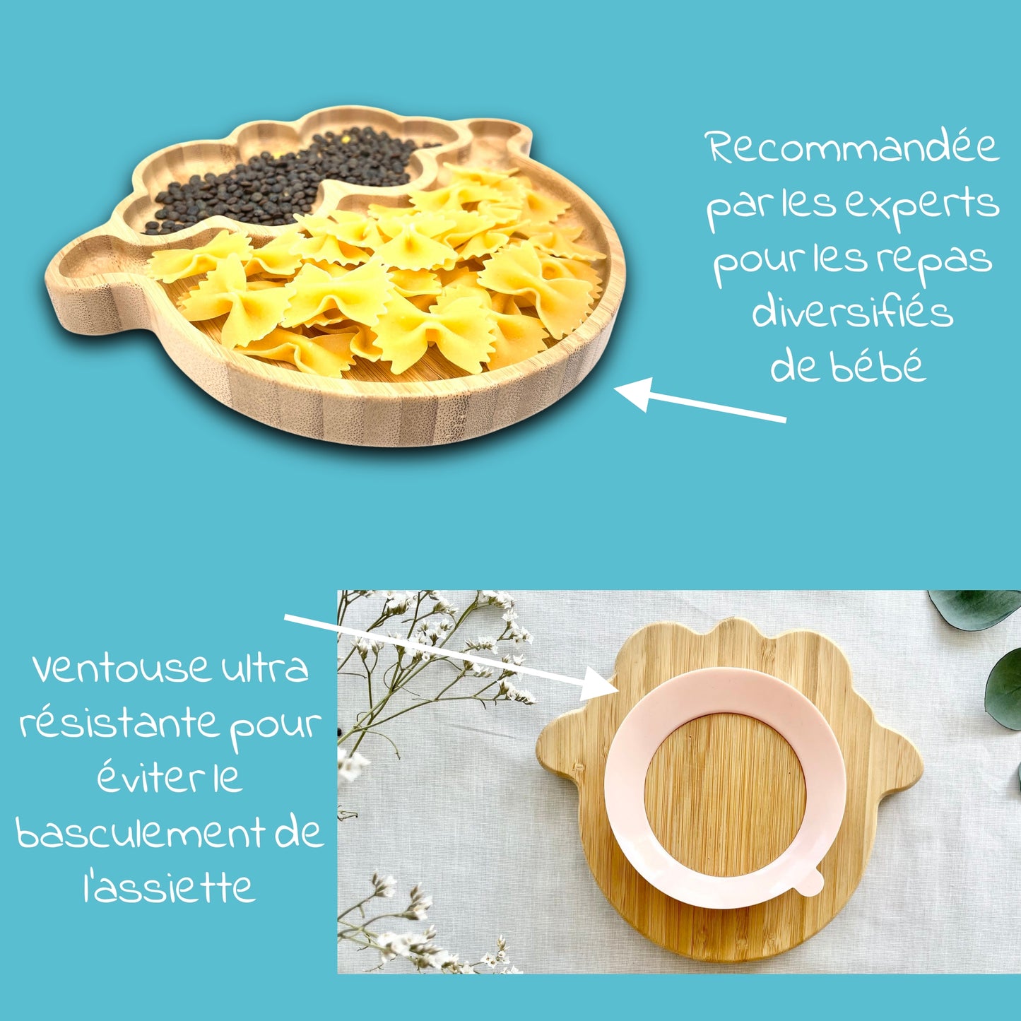 ASSIETTE ET COUVERTS BAMBOU PERSONNALISÉ - MOUTON